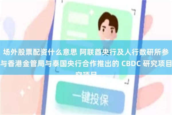 场外股票配资什么意思 阿联酋央行及人行数研所参与香港金管