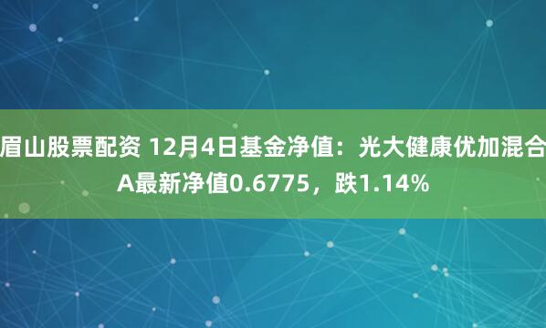 眉山股票配资 12月4日基金净值：光大健康优加混合A最新净值0.6775，跌1.14%