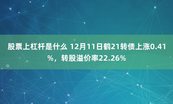 股票上杠杆是什么 12月11日鹤21转债上涨0.41%，转股溢价率22.26%