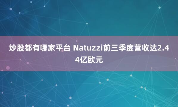 炒股都有哪家平台 Natuzzi前三季度营收达2.44亿欧元