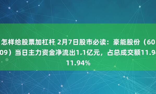 怎样给股票加杠杆 2月7日股市必读：豪能股份（603809）当日主力资金净流出1.1亿元，占总成交额11.94%