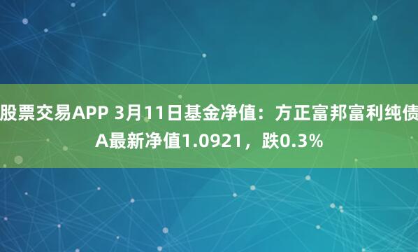 股票交易APP 3月11日基金净值：方正富邦富利纯债A最新净值1.0921，跌0.3%