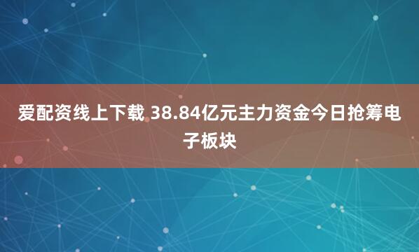 爱配资线上下载 38.84亿元主力资金今日抢筹电子板块